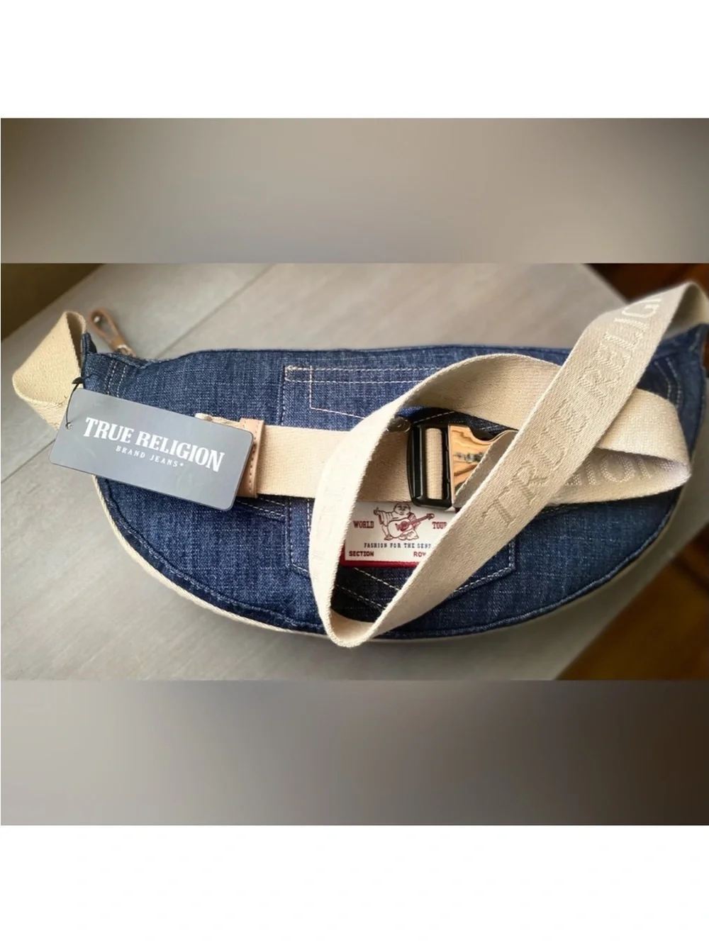 NWT True Religion Utility Hobo Denim Bag w/ Shoulder Crossbody Strap HorseShoe